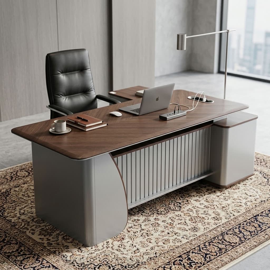 2.0m Executive Director's Office Desk for Sale in Kenya with Spacious Workspace and Integrated Cable Access