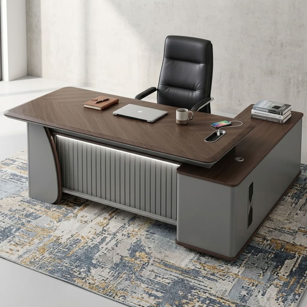 2.0m Executive Director's Office Desk for Sale in Kenya with Spacious Workspace and Integrated Cable Access