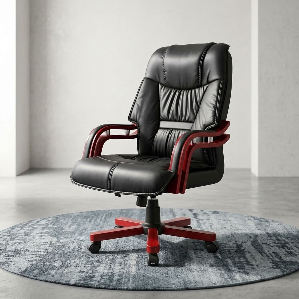 Wooden Armrests Executive Chair with High Back and Padded Seat