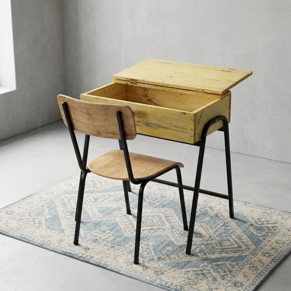 Student Locker and Chair Set with Wooden Chair and Built-In Storage