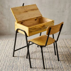 Student Locker and Chair Set with Wooden Chair and Built-In Storage