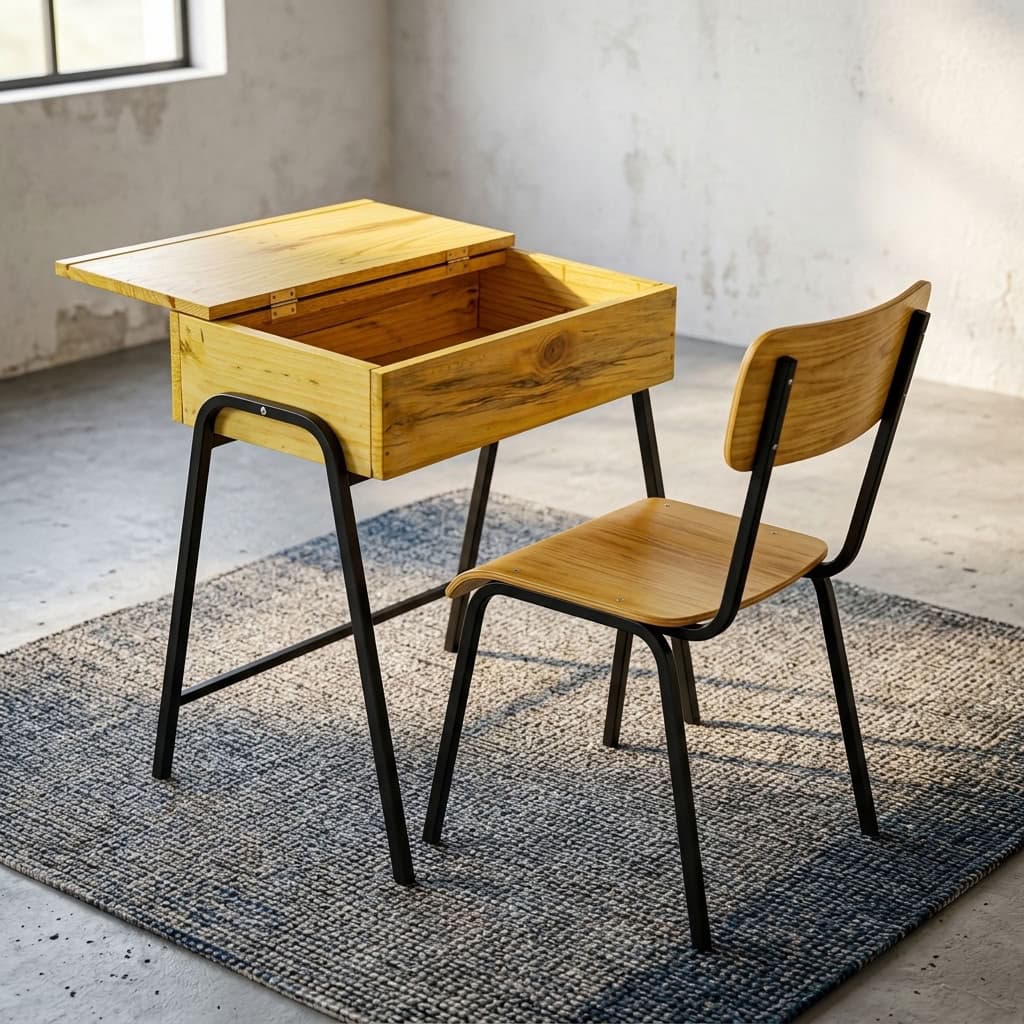 Student Locker and Chair Set with Wooden Chair and Built-In Storage