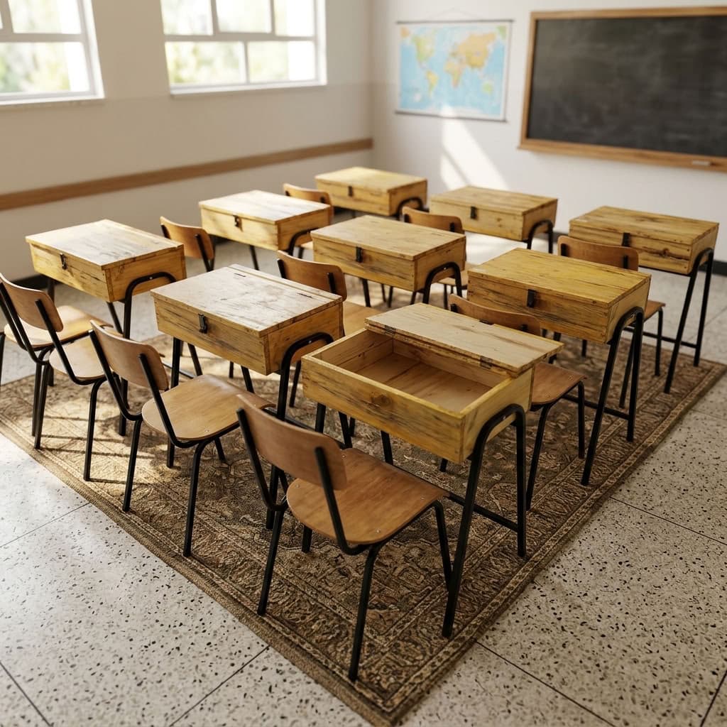 Student Locker and Chair Set with Wooden Chair and Built-In Storage