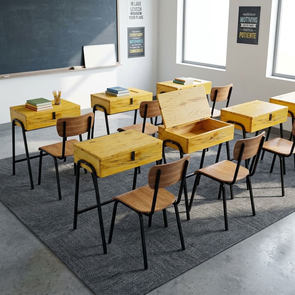 Student Locker and Chair Set with Wooden Chair and Built-In Storage