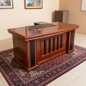 1600mm Executive Mahogany Desk with Detailed Front Panel and Cable Access