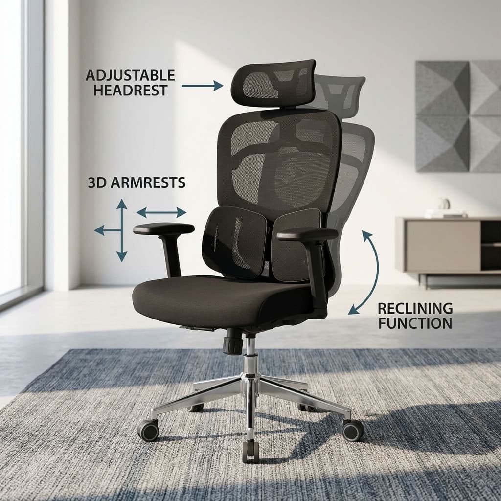 Advanced Ergonomic Office Chair for Sale in Kenya with Adjustable Headrest and 3D Armrests