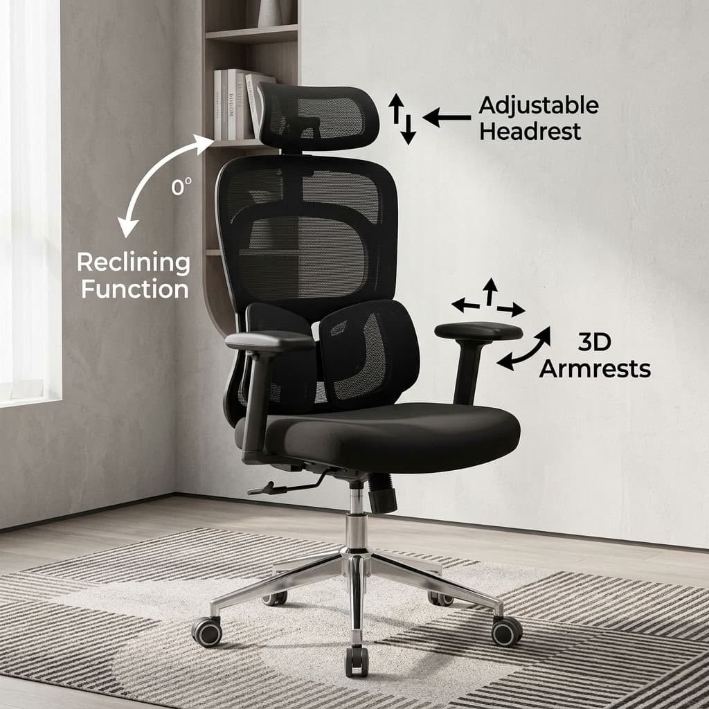 Advanced Ergonomic Office Chair for Sale in Kenya with Adjustable Headrest and 3D Armrests
