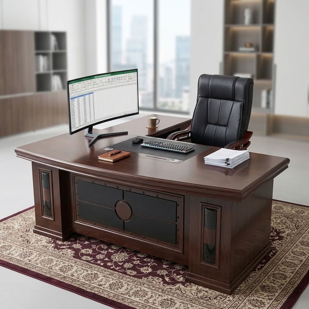 2m Classic Office Desk for Sale in Kenya with Spacious Executive Work Surface and Premium Wood Finish