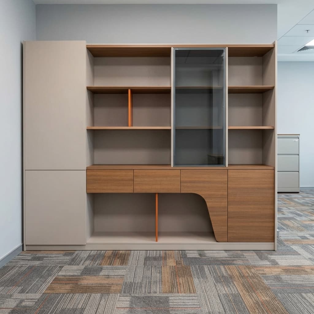 2.4m Director's Office Wooden Cabinet for Sale in Kenya with LED Lighting and Glass Display Storage