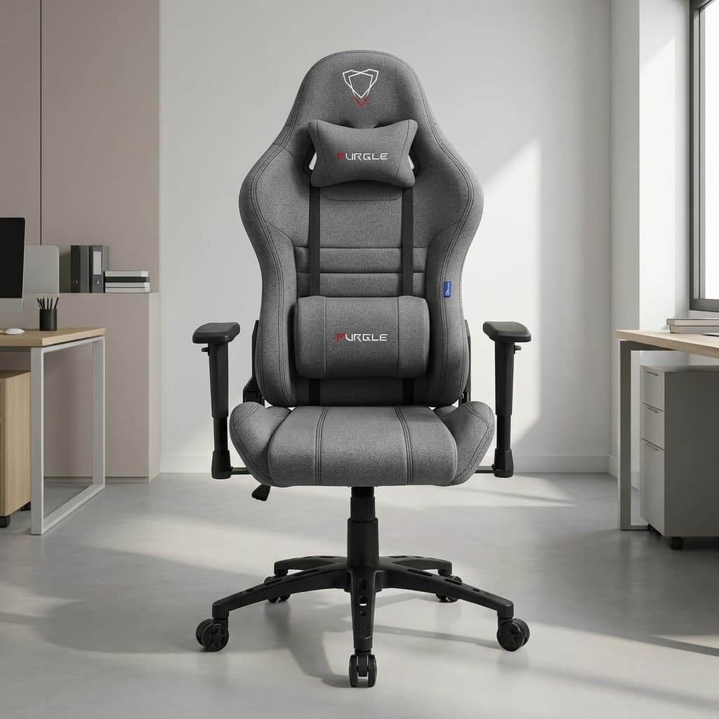 Furgle ergonomic gaming chair with adjustable lumbar support and 180 degree reclining backrest