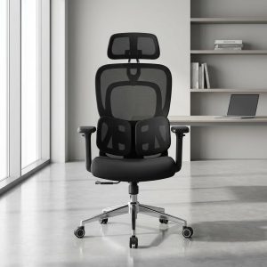 Adjustable Ergonomic Chair Tri-Fold Lumbar Series with mesh back and adjustable headrest