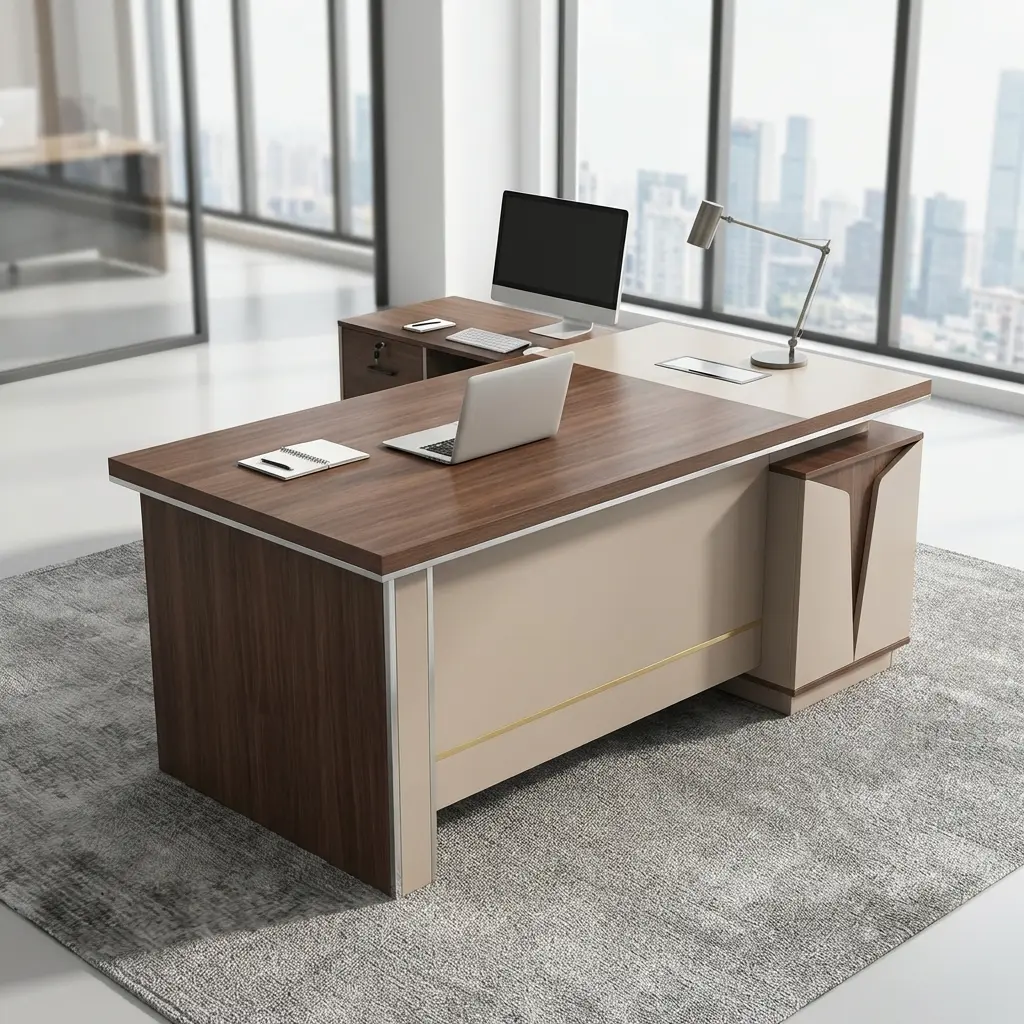 1.6M Executive Workspace Desk with integrated storage and premium wood finish