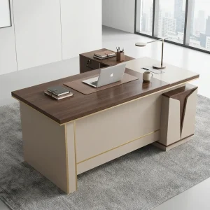 1.6M Executive Workspace Desk with integrated storage and premium wood finish