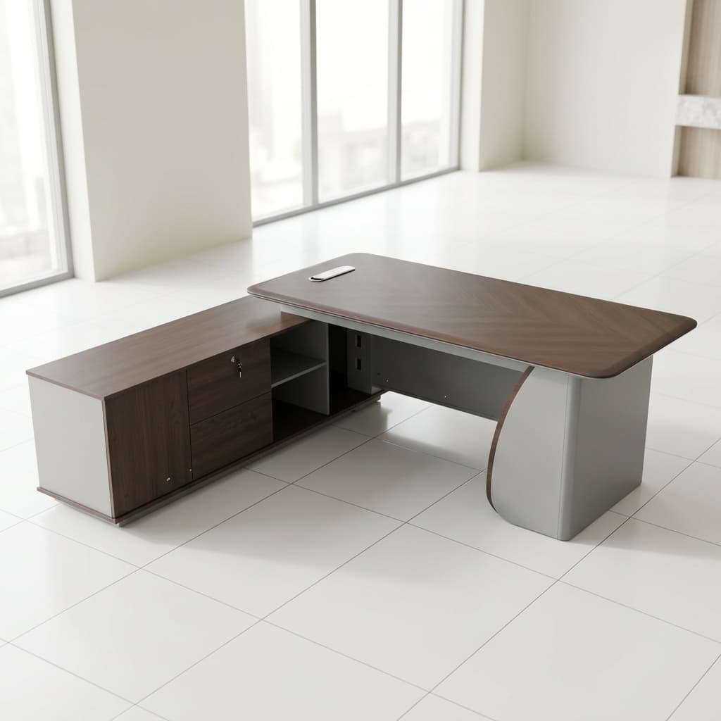 2.0m executive director's office desk with side return and integrated storage
