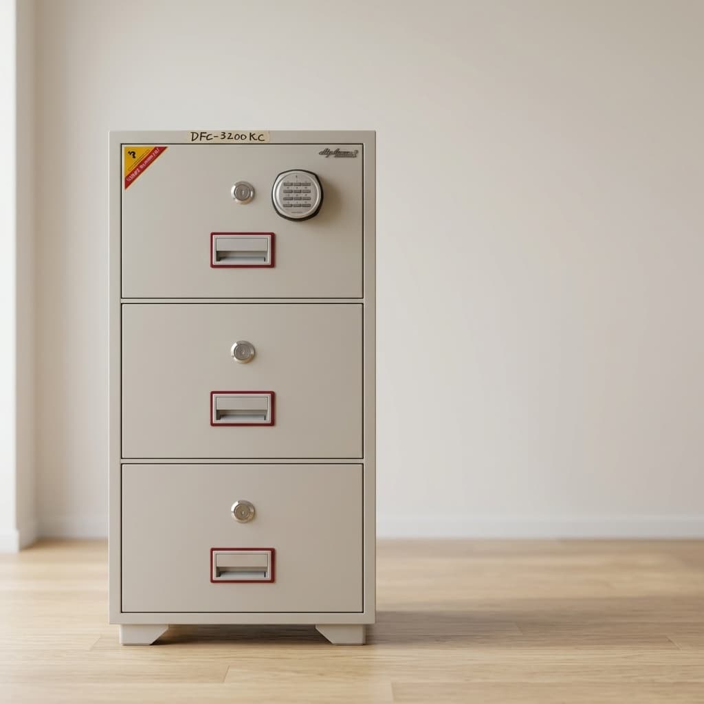 3 Drawer Fireproof Cabinet with digital electronic lock for secure office filing