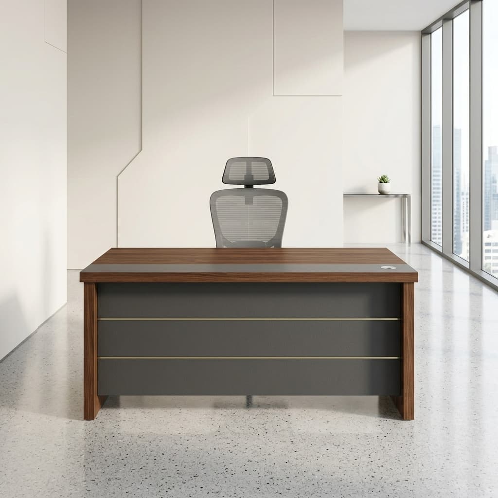 1.6M Straight Executive Desk with movable three-drawer pedestal
