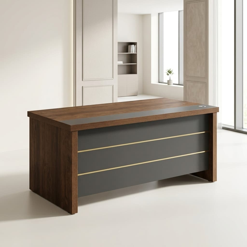 1.6M Straight Executive Desk with movable three-drawer pedestal