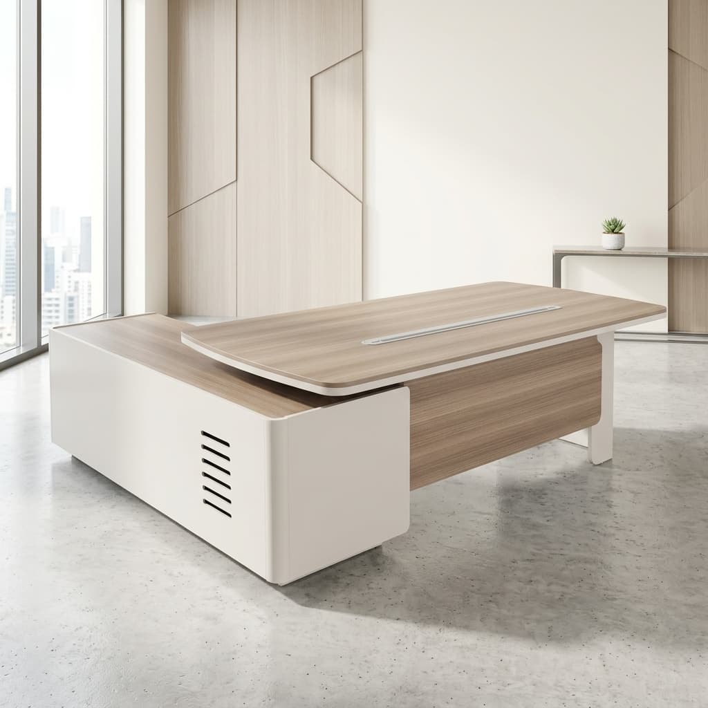 2.2M executive office desk with side return and cable management
