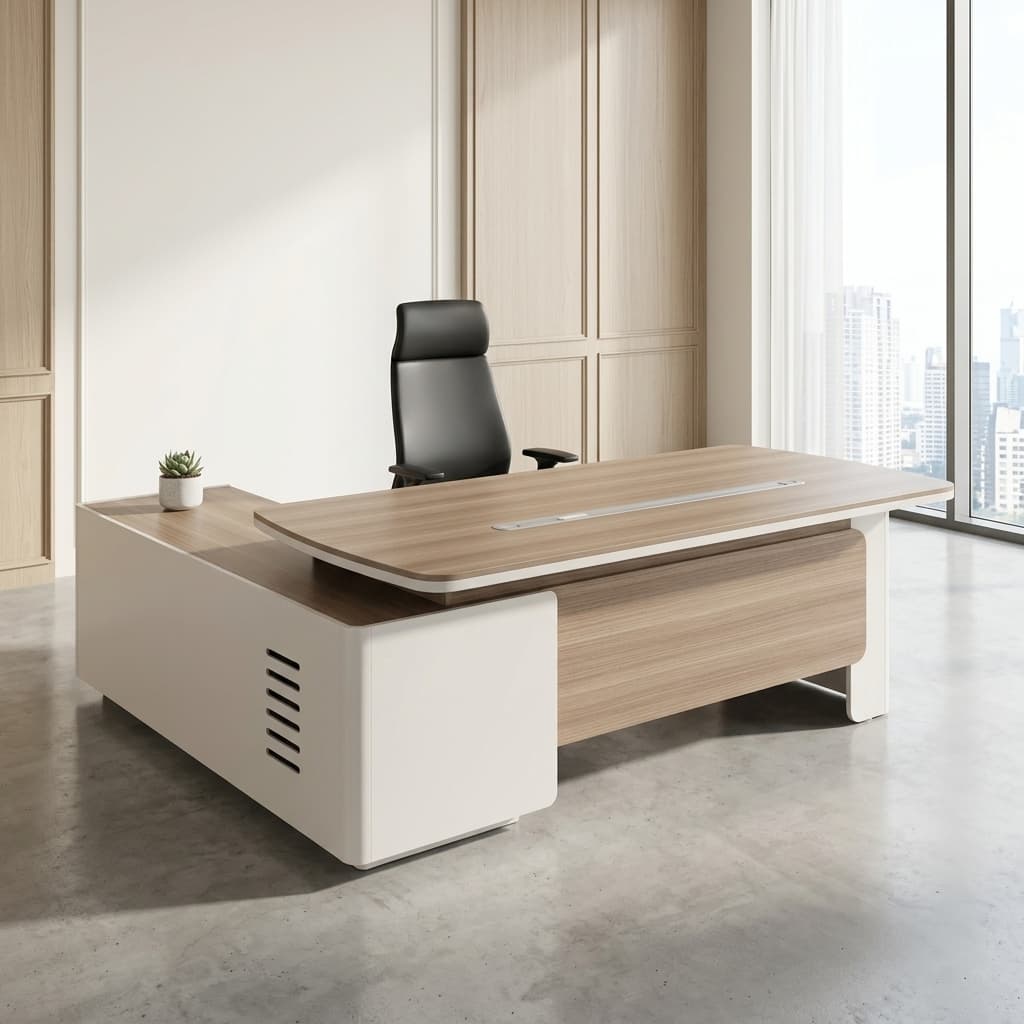 2.2M executive office desk with side return and cable management