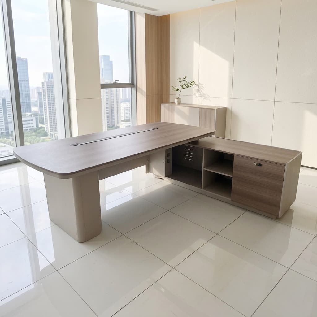 2.2M executive office desk with side return and cable management