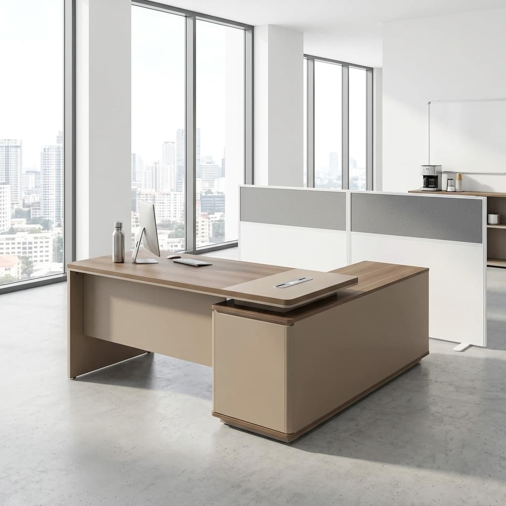 1.4M Managerial Office Desk with side return and two-tone finish