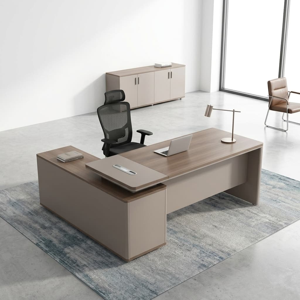 1.4M Managerial Office Desk with side return and two-tone finish