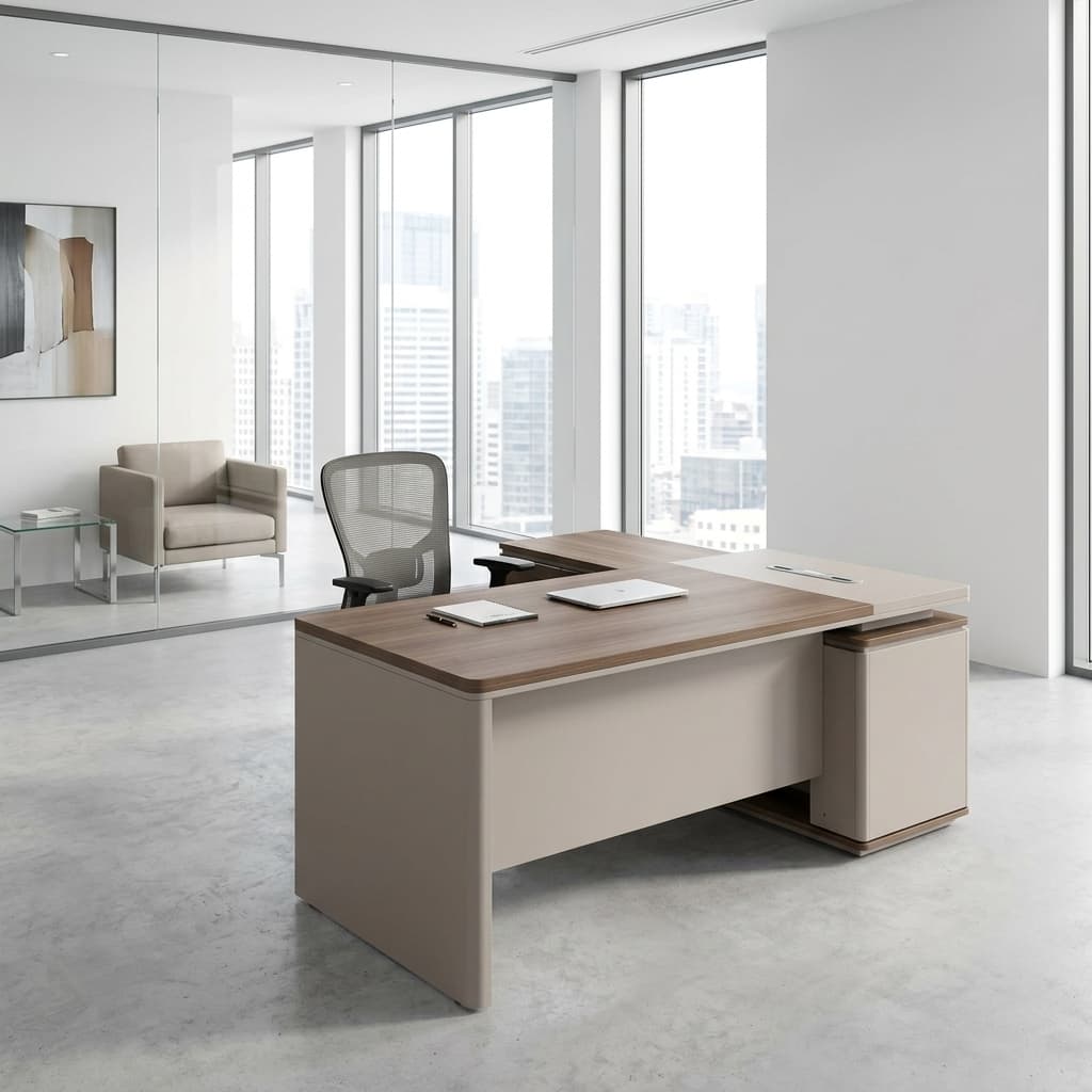 1.4M Managerial Office Desk with side return and two-tone finish