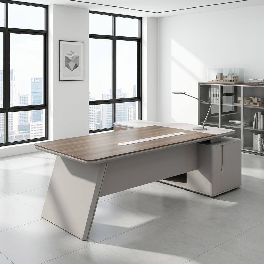 2.4M Executive Director Desk with integrated side return and two-tone finish