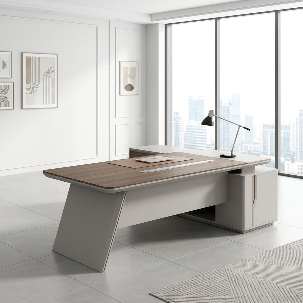2.4M Executive Director Desk with integrated side return and two-tone finish