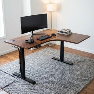 Electric L-Shaped Standing Desk 1.4m × 1.2m with height-adjustable frame and spacious office workspace
